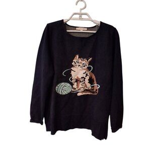 Astrologie sweater womens Small kitty cat yarn